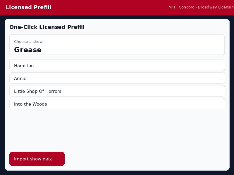 Licensed Shows Made Easy