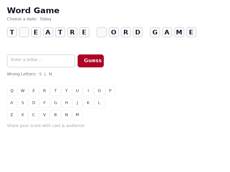 Broadway Word Game